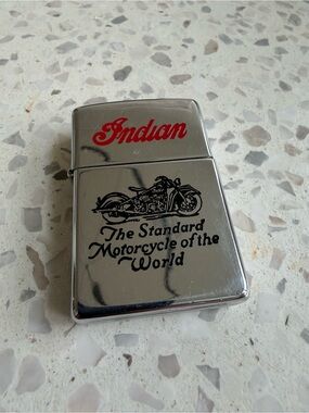 Vintage Indian Branded Silver Lighter with Red Logo
